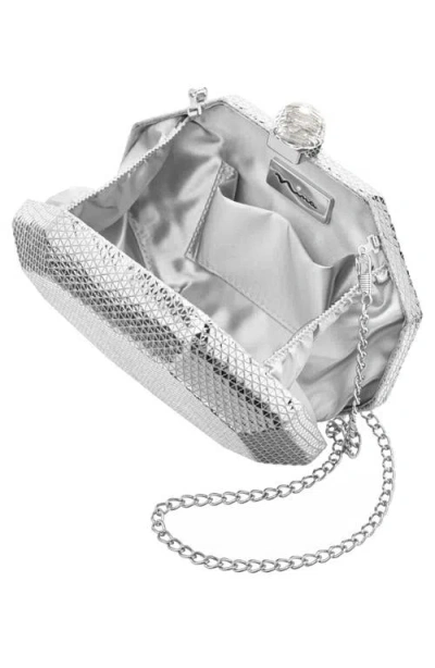 Nina Octagonal Minaudière Frame Clutch In Blue