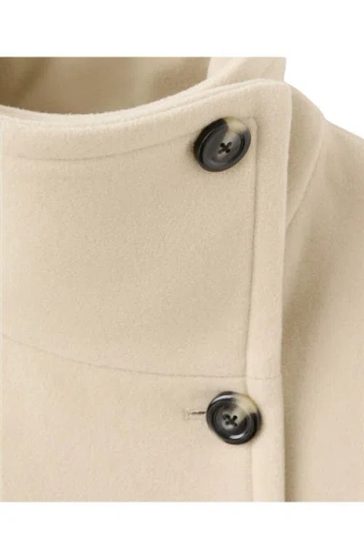Mango Double Breasted Stand Collar Coat In Neutral