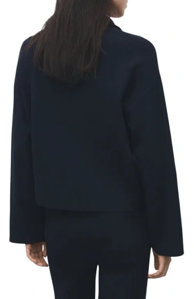 Mango Contrast Stripe Half Zip Sweater In Blue