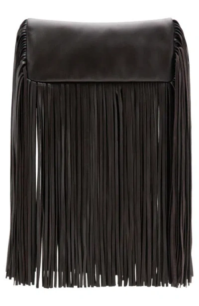 Mango Fringe Leather Clutch In Pattern