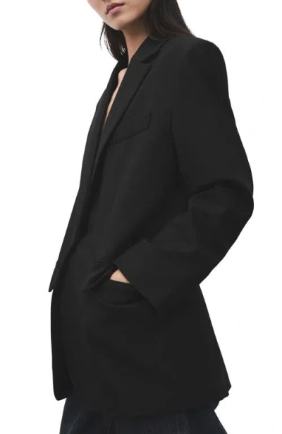 Mango Straight Suit Jacket In Black