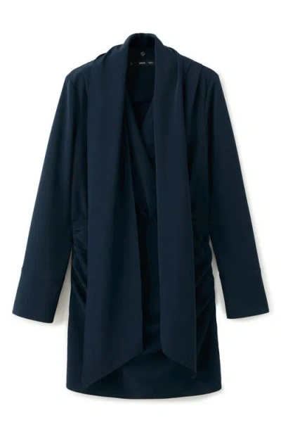 Mango Foulard Drape Long Sleeve Dress In Blue