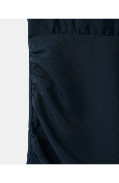 Mango Foulard Drape Long Sleeve Dress In Blue