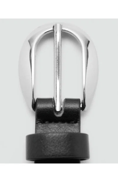 Mango Thin Eyelets Belt In Black