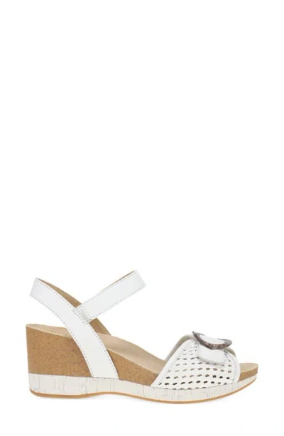 Dansko Stella Ankle Strap Platform Wedge Sandal In White