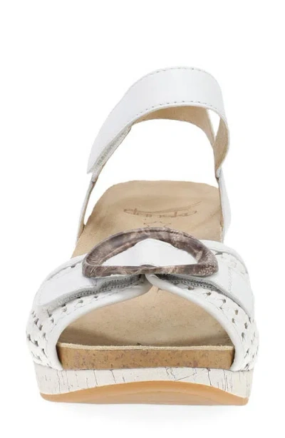 Dansko Stella Ankle Strap Platform Wedge Sandal In White