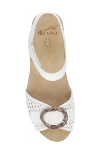Dansko Stella Ankle Strap Platform Wedge Sandal In White