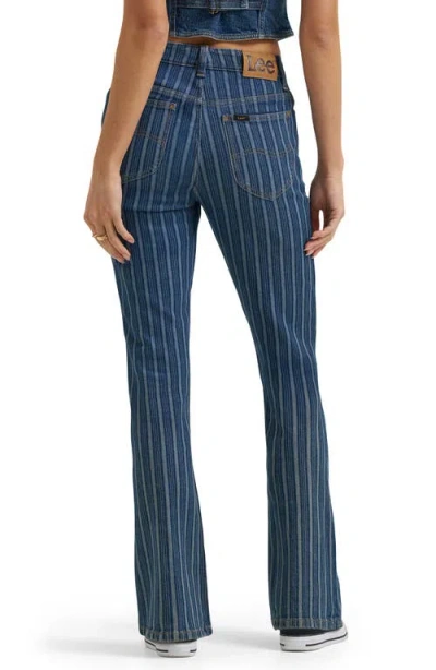Lee Stripe Mid Rise Bootcut Jeans In Blue