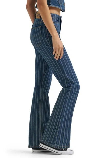 Lee Stripe Mid Rise Bootcut Jeans In Blue