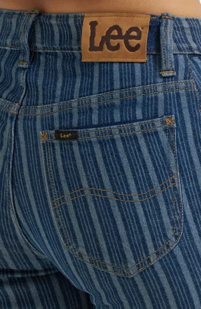 Lee Stripe Mid Rise Bootcut Jeans In Blue