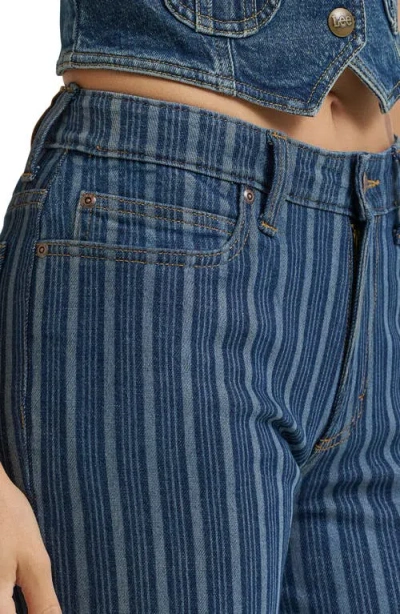 Lee Stripe Mid Rise Bootcut Jeans In Blue