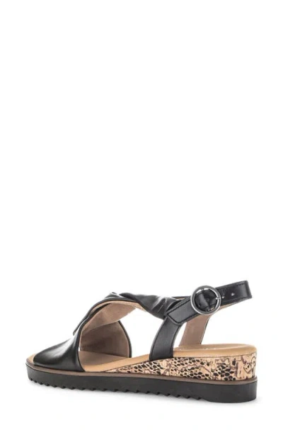 Gabor Ankle Strap Wedge Sandal In Black