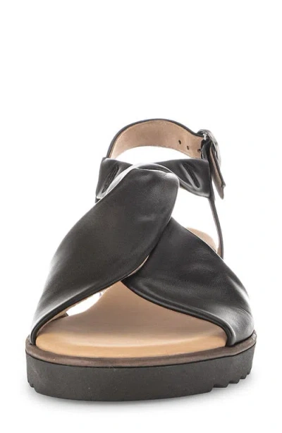 Gabor Ankle Strap Wedge Sandal In Black
