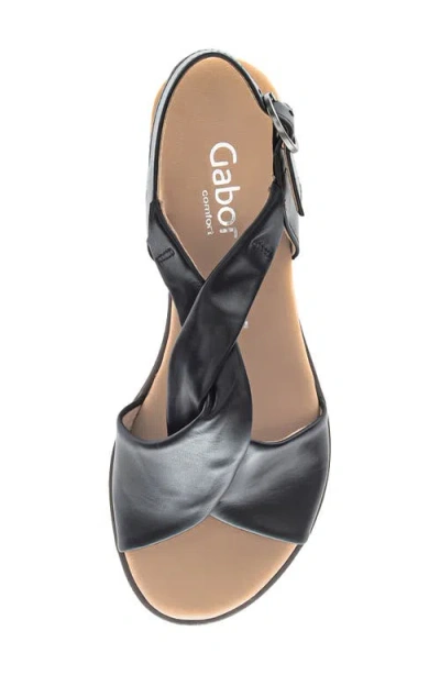 Gabor Ankle Strap Wedge Sandal In Black