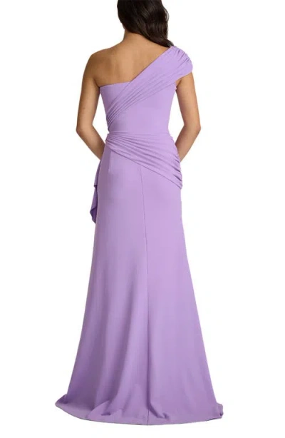 Tadashi Shoji Draped One-shoulder Maxi Dress In Purple