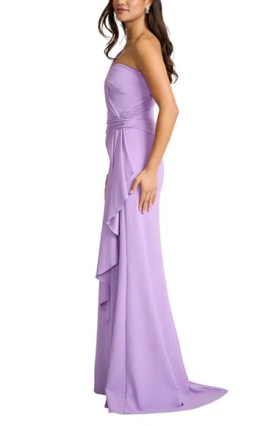 Tadashi Shoji Draped One-shoulder Maxi Dress In Purple