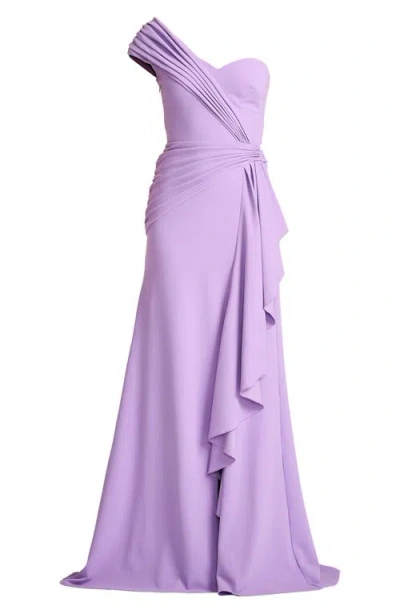 Tadashi Shoji Draped One-shoulder Maxi Dress In Purple