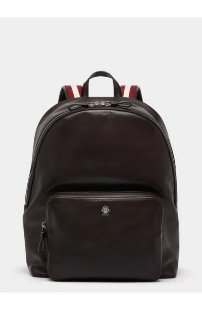 Bally Ray Leather Backpack In Brown