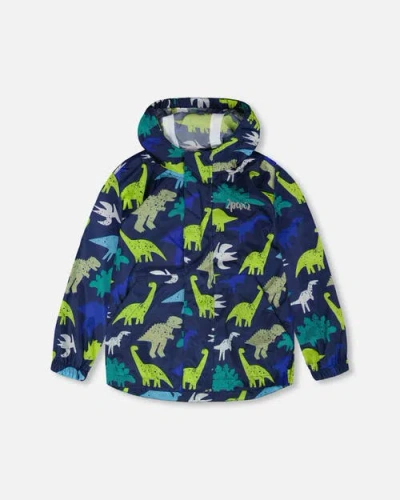 Deux Par Deux Packable Dinosaur Windbreaker In Multi