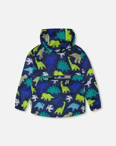 Deux Par Deux Packable Dinosaur Windbreaker In Multi