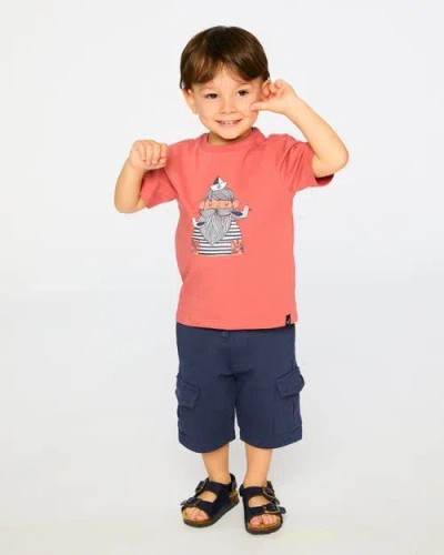 Deux Par Deux Organic Cotton Sailor Graphic Short Sleeve T-shirt In Brown