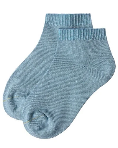Memoi Basic Silky-soft Gauge Ankle Sock In Blue