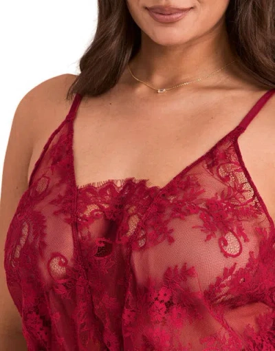 Adore Me Jasmin Romper Lingerie In Red
