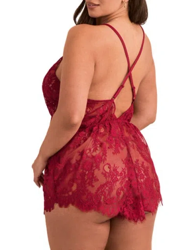 Adore Me Jasmin Romper Lingerie In Red