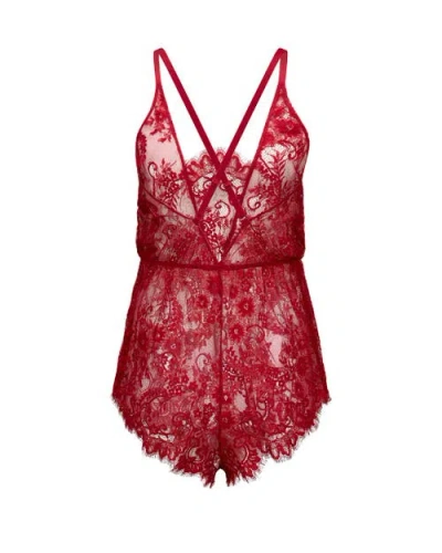 Adore Me Jasmin Romper Lingerie In Red