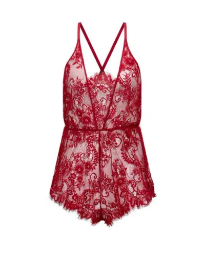 Adore Me Jasmin Romper Lingerie In Red