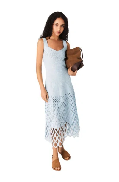 Maje Crochet Dress With Removable Lining In Blue