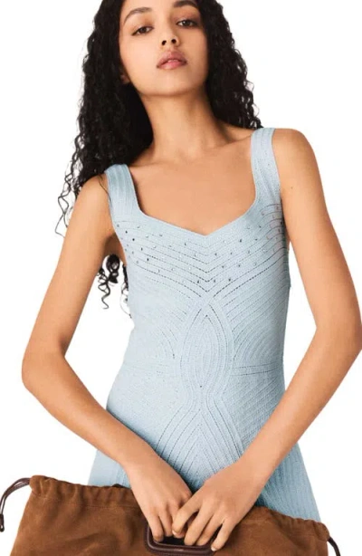 Maje Crochet Dress With Removable Lining In Blue
