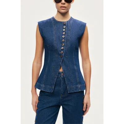 Nocturne Button-front Denim Vest In Black