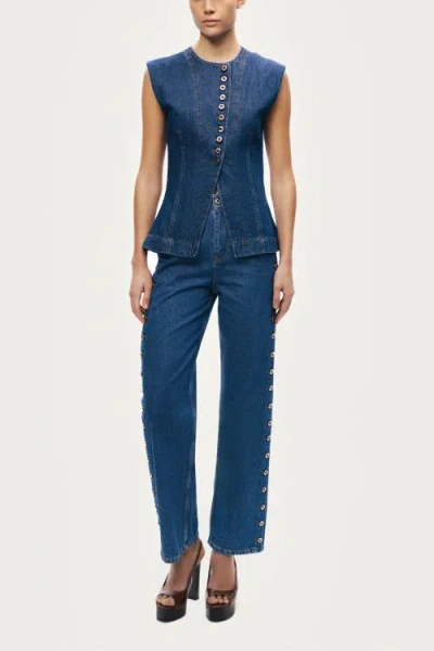 Nocturne Button-front Denim Vest In Black