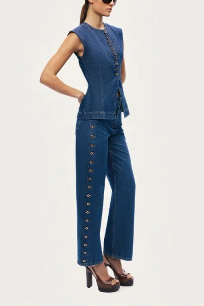 Nocturne Button-front Denim Vest In Black