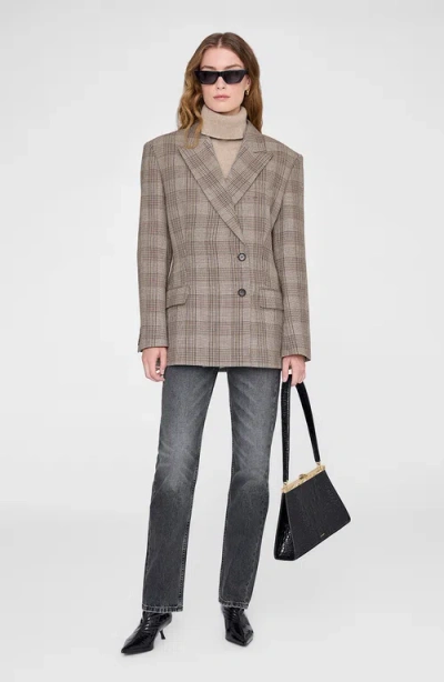 Anine Bing Asymmetric Prince Of Wales Jacket Women In Gray