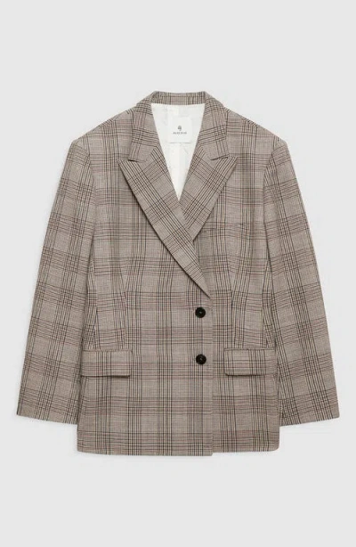 Anine Bing Asymmetric Prince Of Wales Jacket Women In Gray