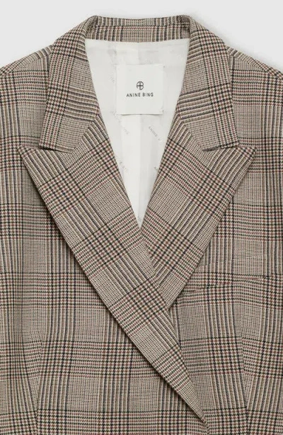 Anine Bing Asymmetric Prince Of Wales Jacket Women In Gray