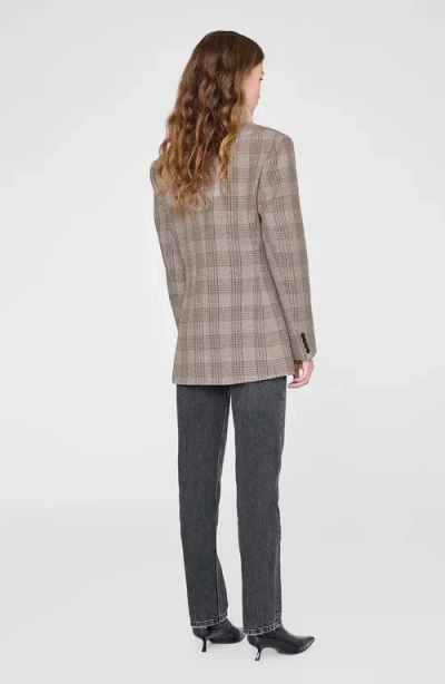 Anine Bing Asymmetric Prince Of Wales Jacket Women In Gray