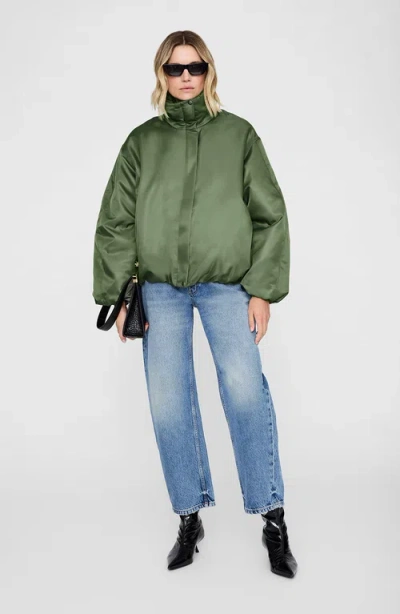 Anine Bing Cyrus Shell Bomber Jacket In Green