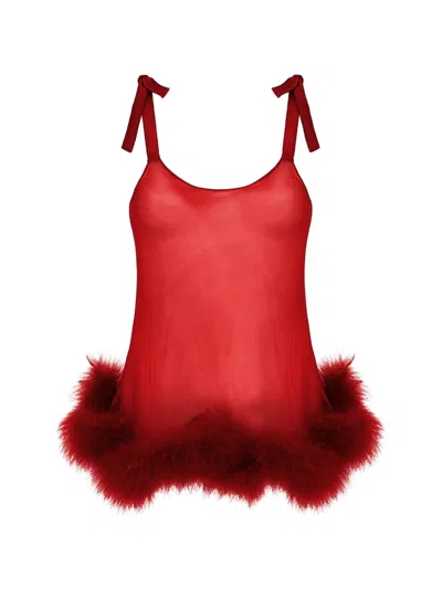 Gilda & Pearl Silk Brief Encounter Babydoll Dress In Red