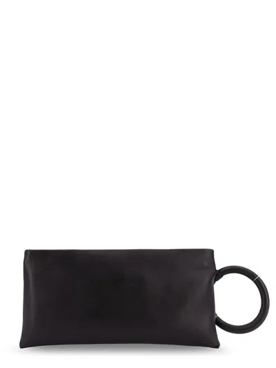 Tom Ford Aura Leather Clutch Bag With Lettering Logo On The Front In Black