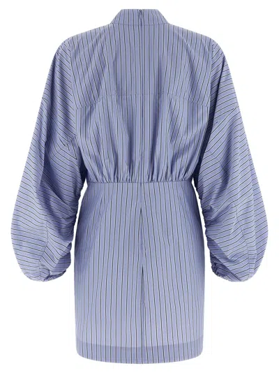 Zimmermann Drawstring Stripe Mini Dresses Light Blue In Blue