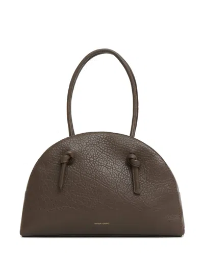 Mansur Gavriel Fortuna Bowling Bag In Ebony Stamped Lambskin