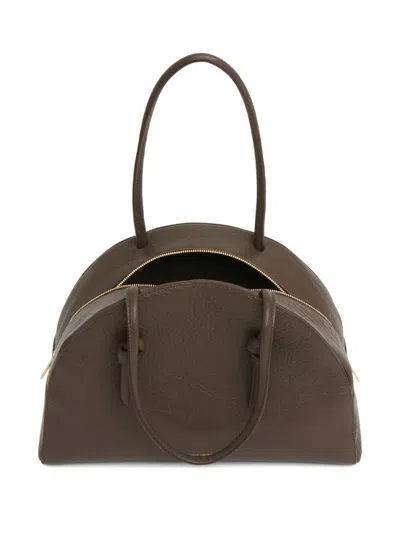 Mansur Gavriel Fortuna Bowling Bag In Ebony Stamped Lambskin