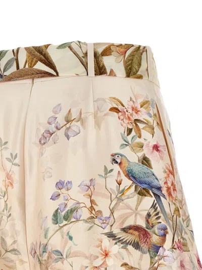 Zimmermann Rebellion Multicolor Shorts With Bow On The Front And All-over Floral Motif In Cotton And Silk Woman