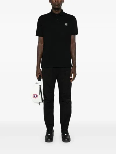Stone Island Mens Black Brand-patch Regular-fit Stretch-cotton Polo Shirt Xl In Animal Print