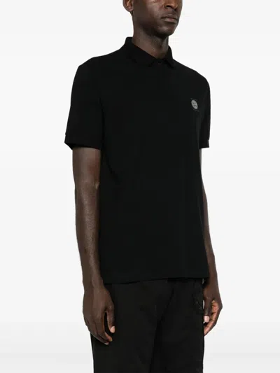 Stone Island Mens Black Brand-patch Regular-fit Stretch-cotton Polo Shirt Xl In Animal Print