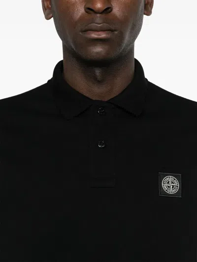 Stone Island Mens Black Brand-patch Regular-fit Stretch-cotton Polo Shirt Xl In Animal Print