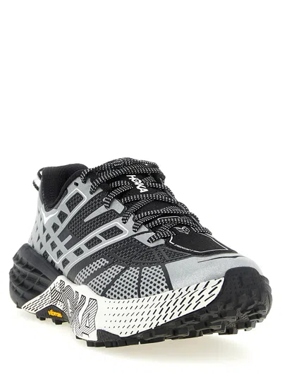 Hoka U Speedgoat 2ts Black Low Top Sneakers With Printed Laces And Logo Lettering On The Side In Tech Fab